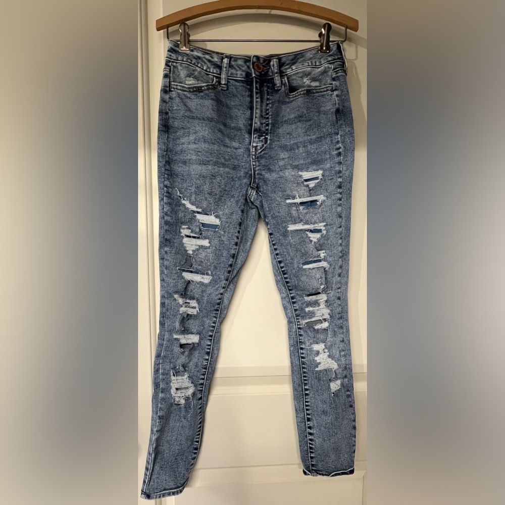 SO Blue Skinny Jeans Distressed Tapered